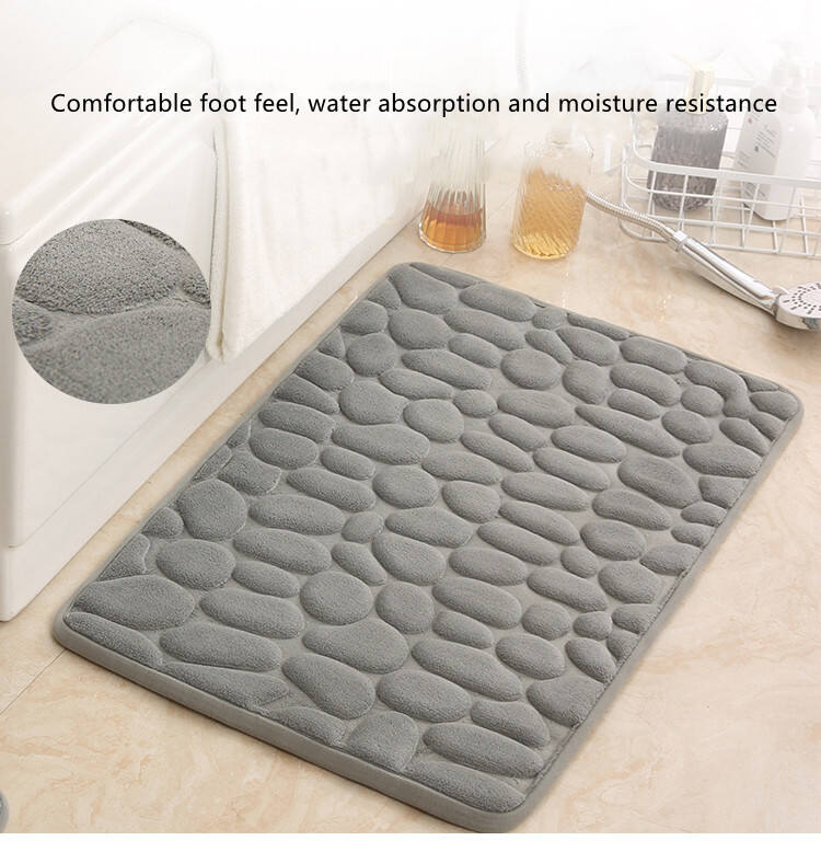 Hot Sale Cobblestone Embossed Carpet 2 Piece Set Absorbent Non-slip Mat Floor Mat Toilet Bathroom Mat toilet carpet details