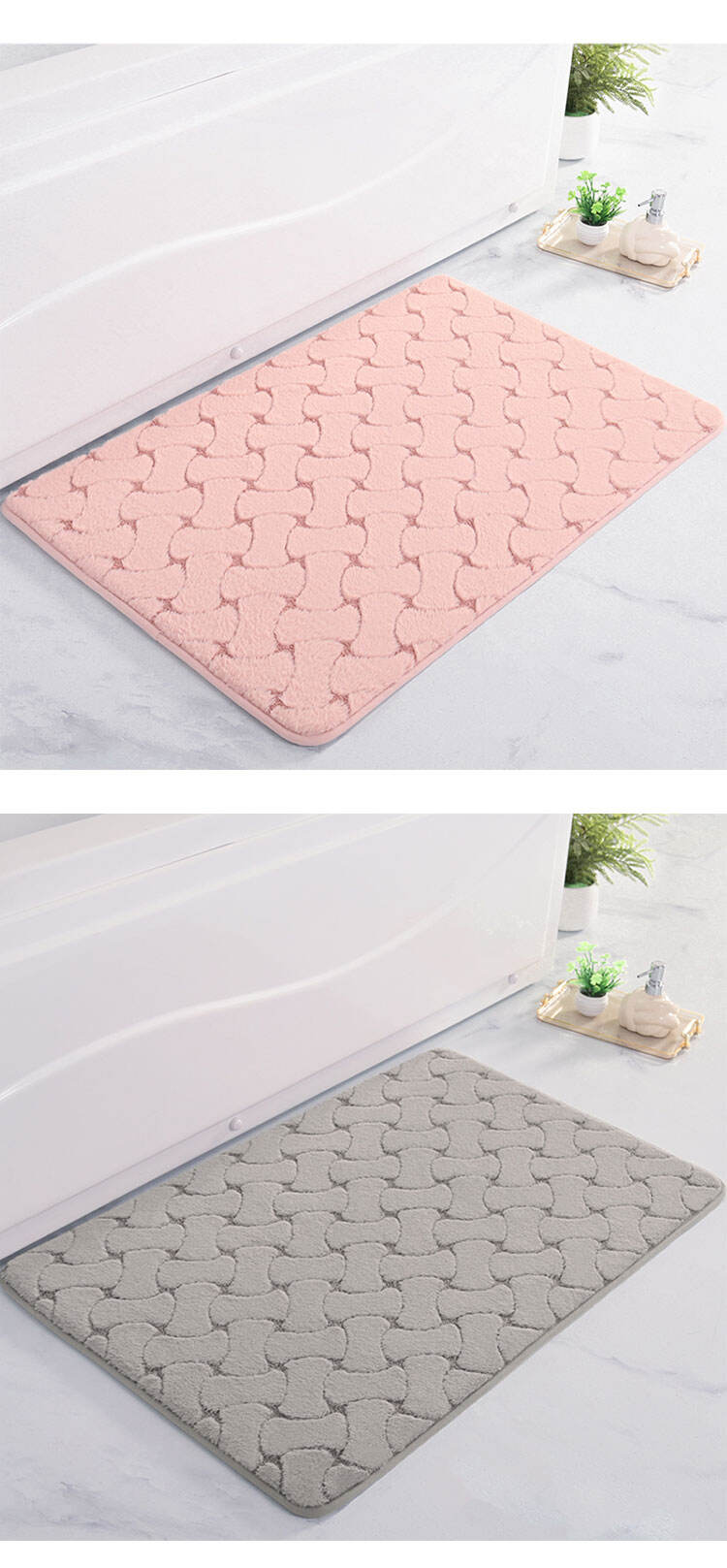 YFL Memory Foam Imi-tation Rabbit Fur Bone Pattern Special Design Rectangle Shape Comfortable And Environment-Friendly Bath details