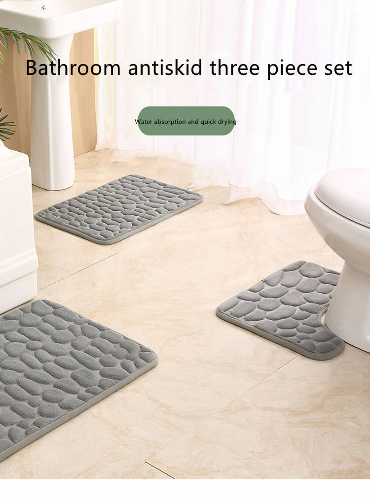 High frequency Anti-Slip Bathroom Mat luxury carpet embossing Bath Mat Set 3 Pieces Bath Rug Sets TPR Bottom Toilet Floor manufacture