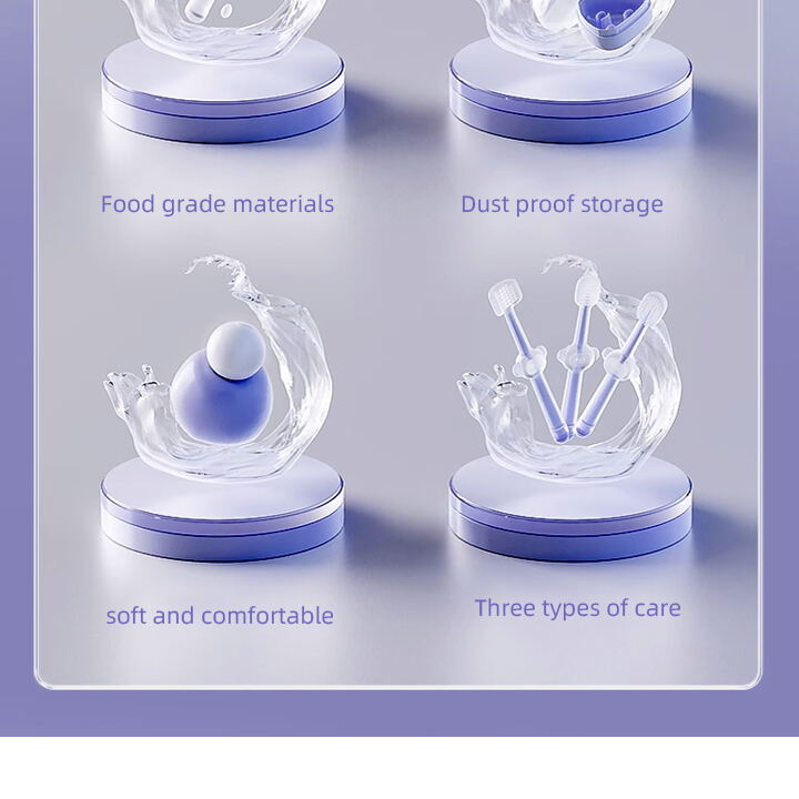 High Quality 3 Pack BPA-Free Silicone Baby Toothbrush Set Soft Bristle Oral Cleaner with Tongue Coat Wholesale factory