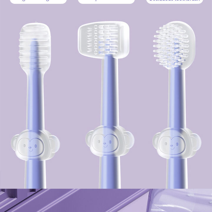 High Quality 3 Pack BPA-Free Silicone Baby Toothbrush Set Soft Bristle Oral Cleaner with Tongue Coat Wholesale factory