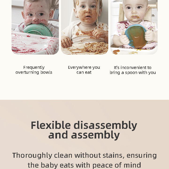 Baby Supplier Stocks BPA Free Baby Plastic Feeding Bowl Kids Tableware Plastic Suction Bowl With Spoon and Fork details