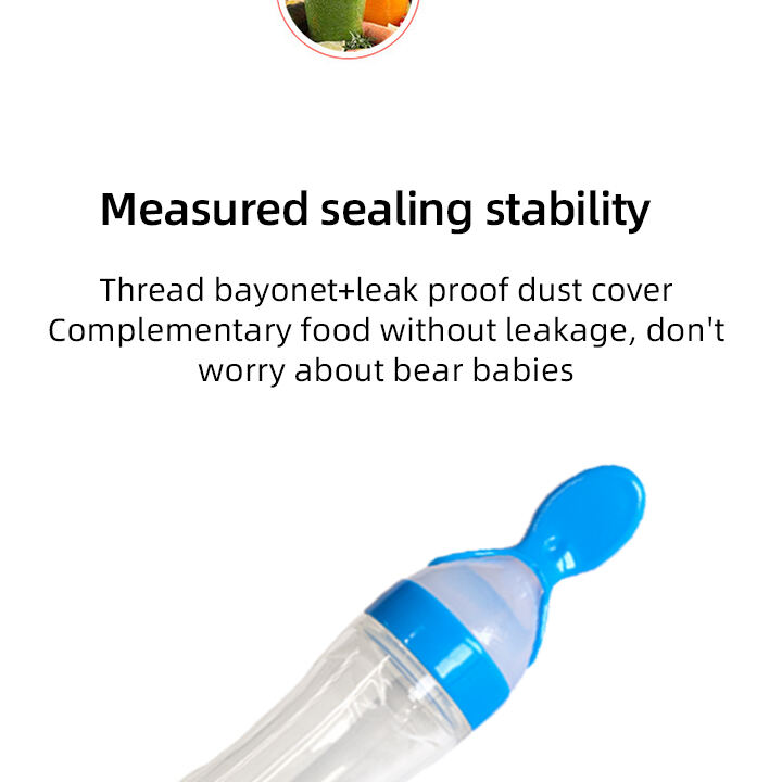 Silicone Squeeze Baby Feeding Bottle Animal Pattern Rice Cereal Feeder with Spoon for 0-12 Months Infant Care Water Bottles factory