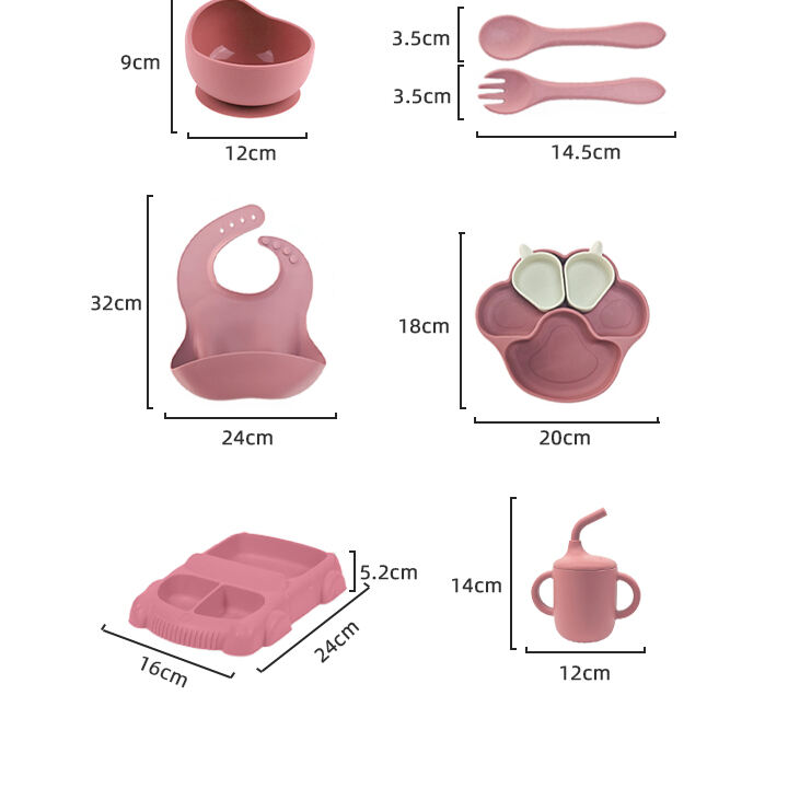 Wholesale Baby Tableware Set BPA-Free Food Grade Silicone with Customized Animal Pattern Waterproof Bibs Plate Spoon Bowl supplier