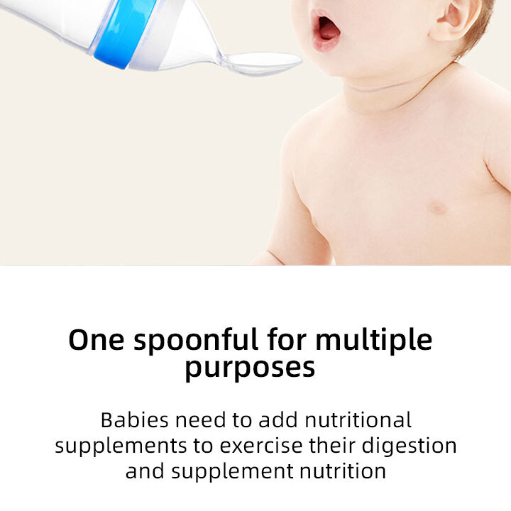 Silicone Squeeze Baby Feeding Bottle Animal Pattern Rice Cereal Feeder with Spoon for 0-12 Months Infant Care Water Bottles details