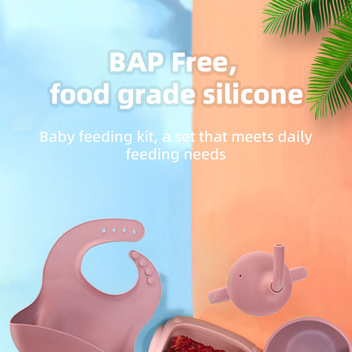 Wholesale Baby Tableware Set BPA-Free Food Grade Silicone with Customized Animal Pattern Waterproof Bibs Plate Spoon Bowl supplier