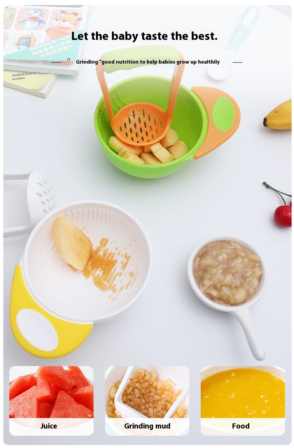 Two-Piece Manual Baby Food Grinder Set Complementary Grinding Bowl for Fruits and Puree for Children's Conditioner supplier