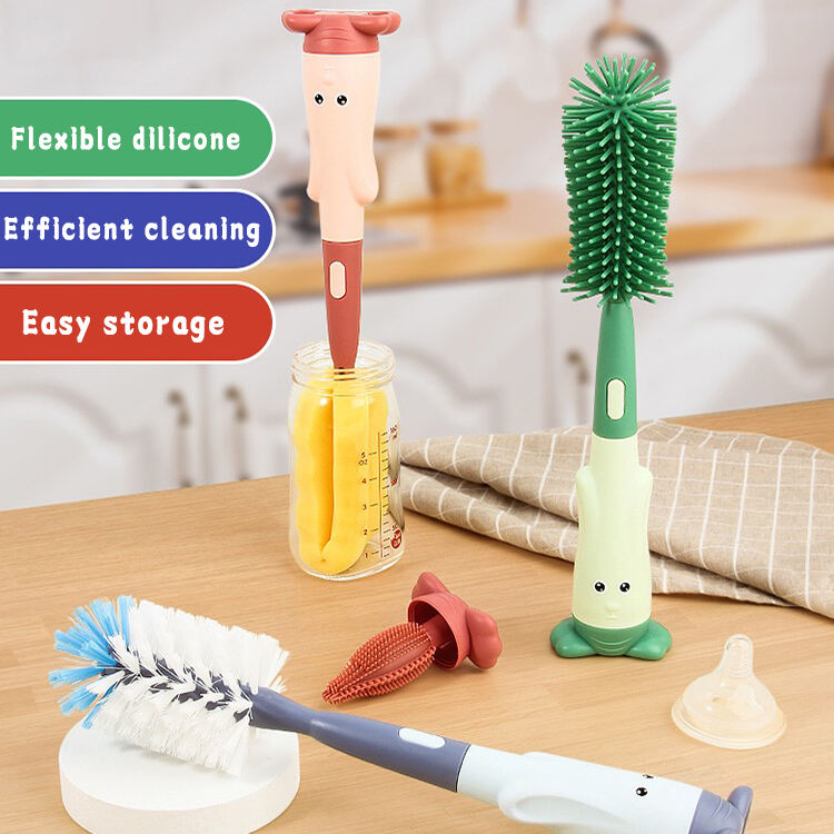 Factory Price Eco-friendly Bottle Cup Cleaning Nylon Brush Nipple Bottle Cleaner Brush details