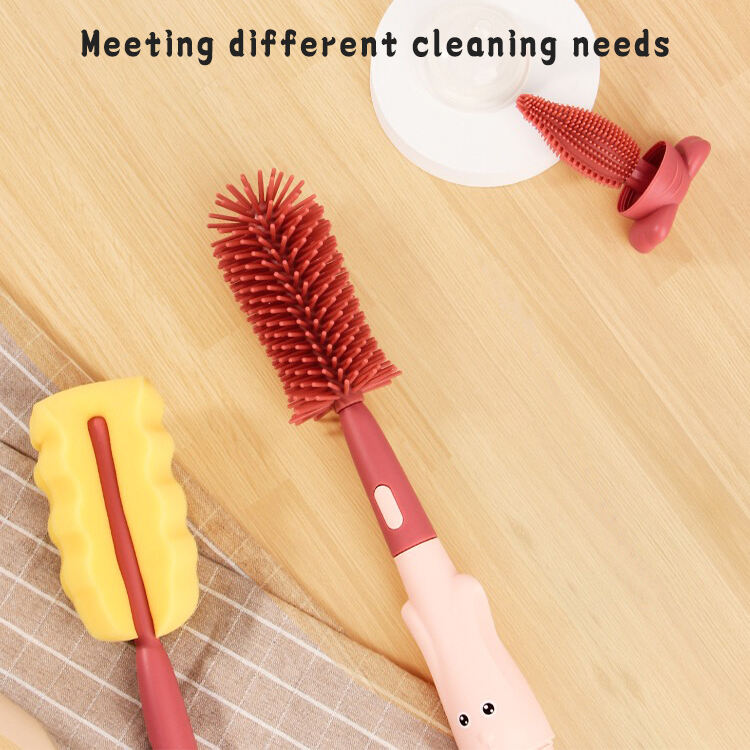 3-in-1 Cute Rabbit Bunny Silicone Handle BPA-Free Pacifier Bottle Brush Set for Baby for 0-12 Months manufacture
