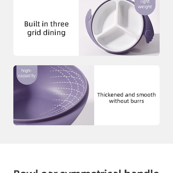 Baby Supplier Stocks BPA Free Baby Plastic Feeding Bowl Kids Tableware Plastic Suction Bowl With Spoon and Fork supplier