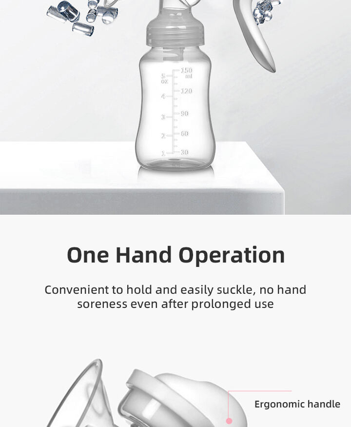 Factory Price Eco-friendly Manual Breast Pump with Packaging Box BPA Free Silicone Hand  Breast Pump for Baby Breast Feeding manufacture