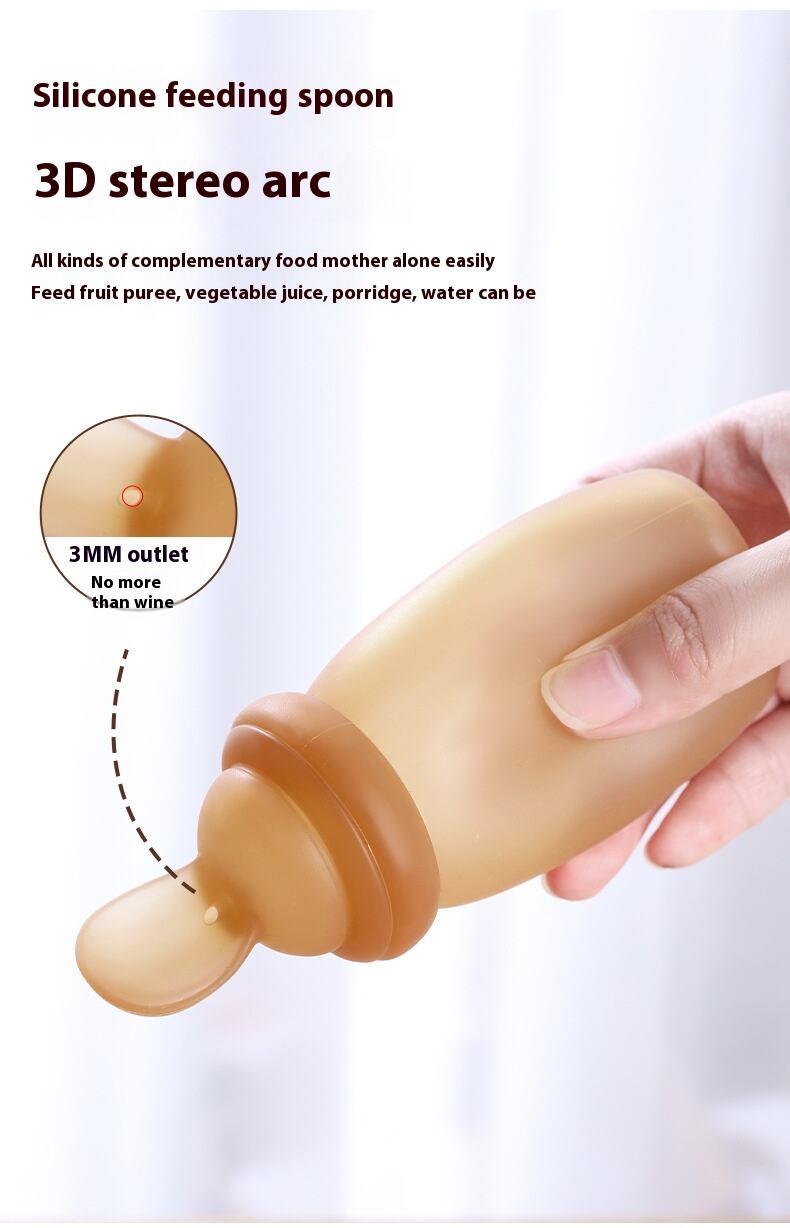 BPA Free Baby Food Supplement Spoon Rice Paste and Flour Squeezer Newborn Silicone Bottle Feeding Tool factory
