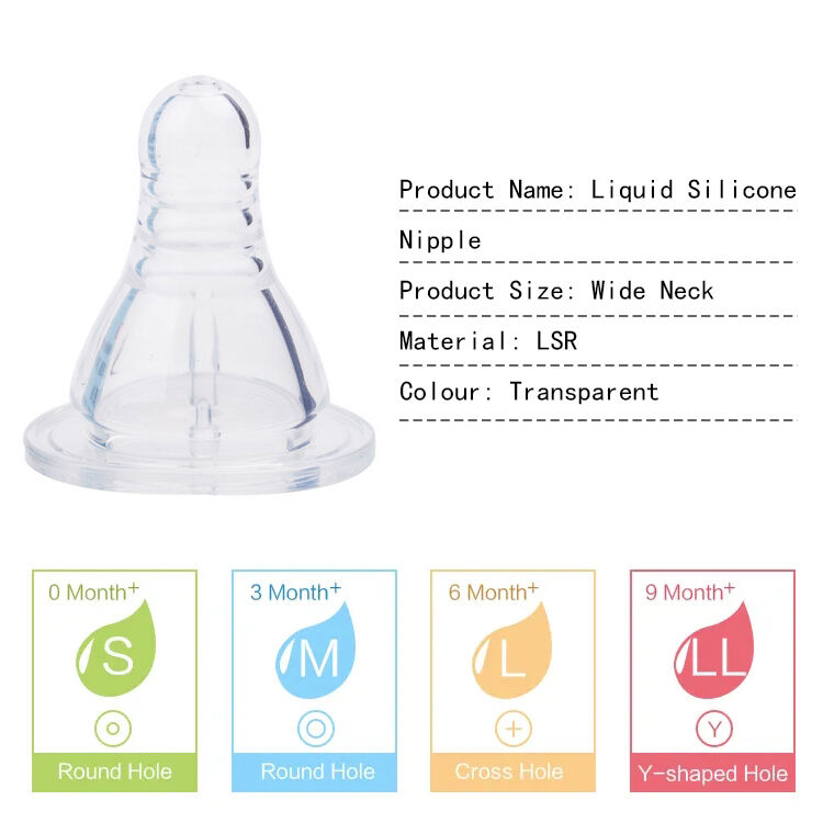 BPA Free Silicone Baby Nipple Natural Slow Flow with Slim Neck for Standard Infant Use manufacture