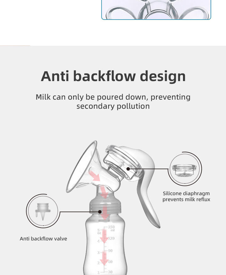 Factory Price Eco-friendly Manual Breast Pump with Packaging Box BPA Free Silicone Hand  Breast Pump for Baby Breast Feeding manufacture