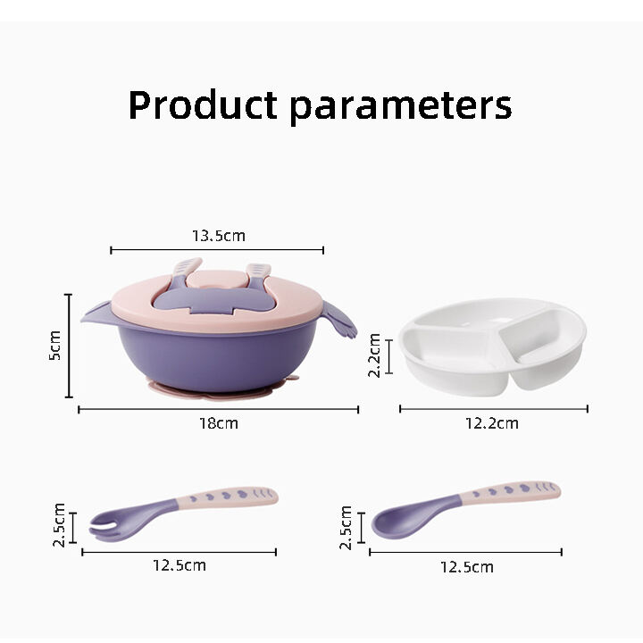 Baby Supplier Stocks BPA Free Baby Plastic Feeding Bowl Kids Tableware Plastic Suction Bowl With Spoon and Fork manufacture