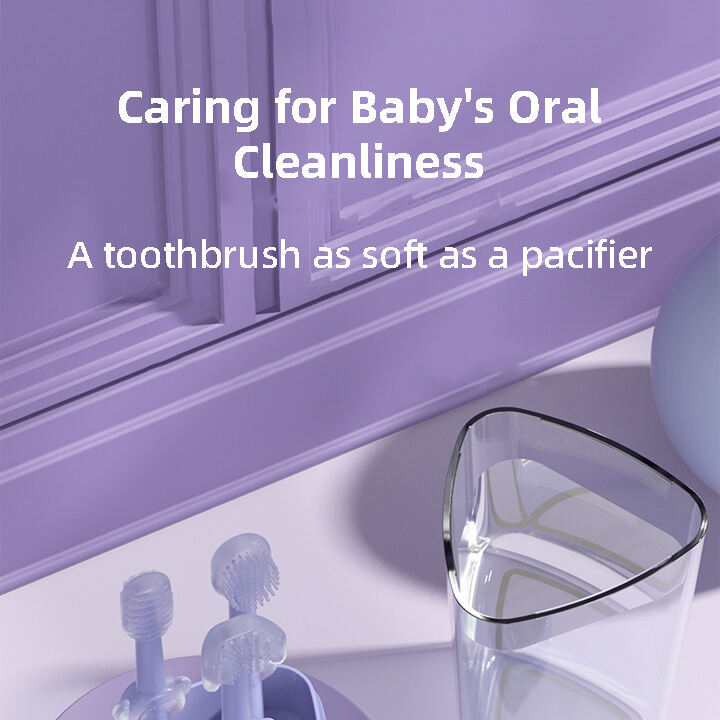 High Quality 3 Pack BPA-Free Silicone Baby Toothbrush Set Soft Bristle Oral Cleaner with Tongue Coat Wholesale details