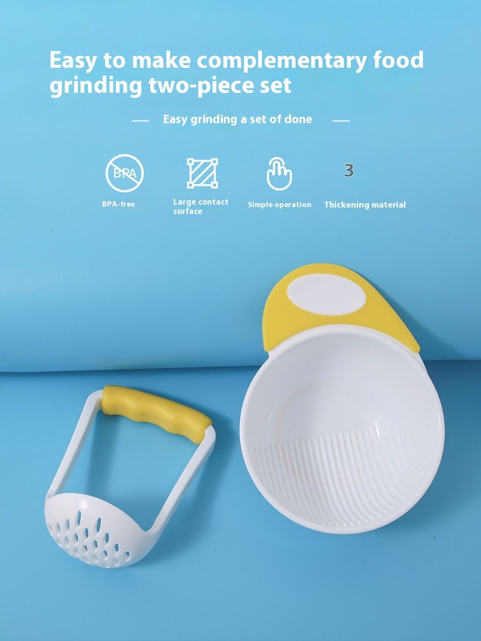 Two-Piece Manual Baby Food Grinder Set Complementary Grinding Bowl for Fruits and Puree for Children's Conditioner factory