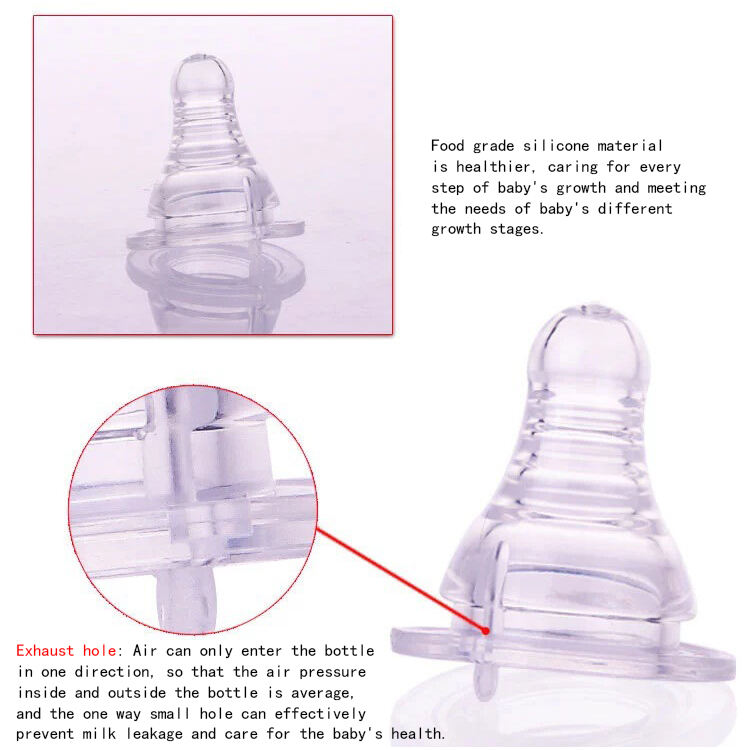 BPA Free Silicone Baby Nipple Natural Slow Flow with Slim Neck for Standard Infant Use details