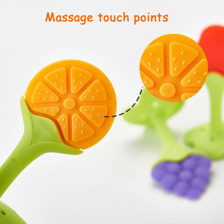Wholesale Fruit Shaped Soft Baby Silicone BPA Free Food Grade Teether Teething Gift Toddler Toys Non-toxic Silicone Teethers details
