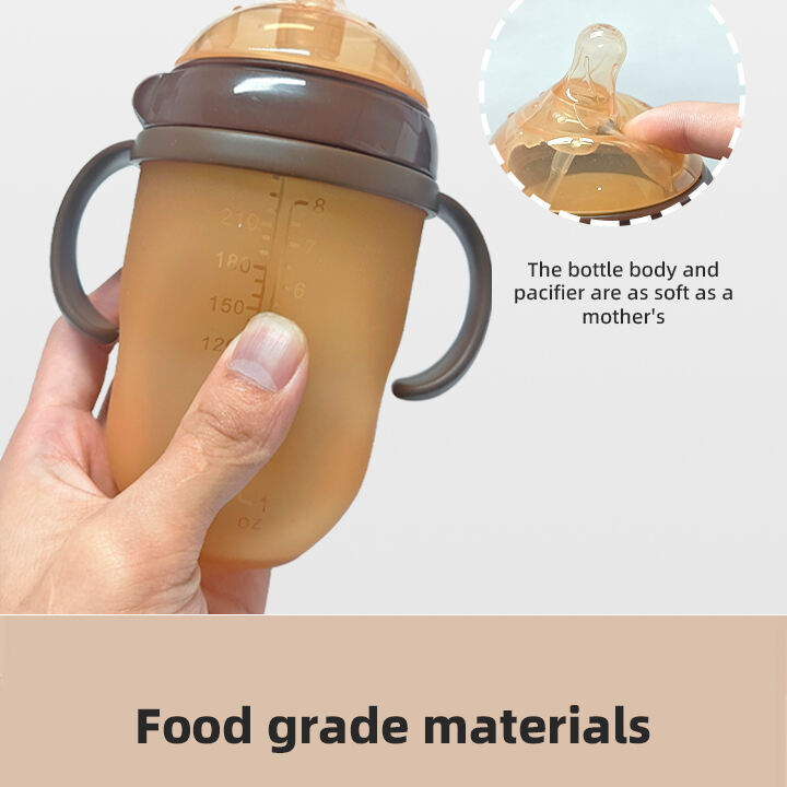 Manufacturer Price BPA Free Baby Silicone Feeding Bottle With Handle Custom Logo Wide Neck Milk Bottle Baby Feeding Product details
