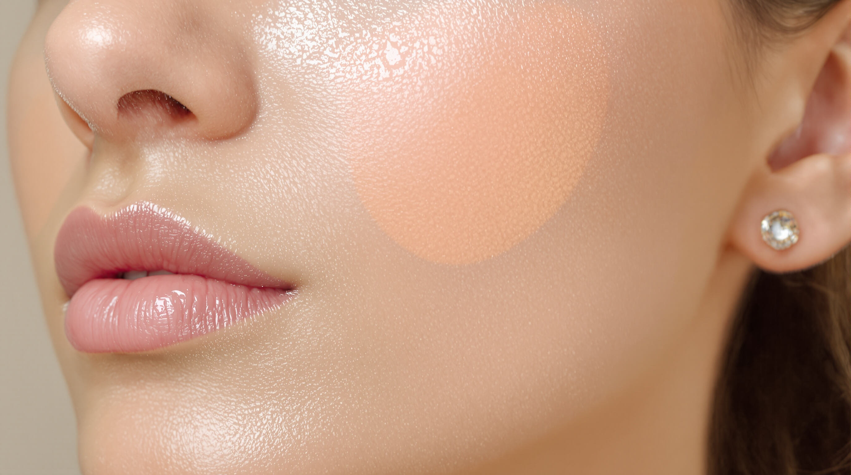 Photorealistic close-up showing serum absorbing into skin layers, illustrating deep penetration and skin texture improvement