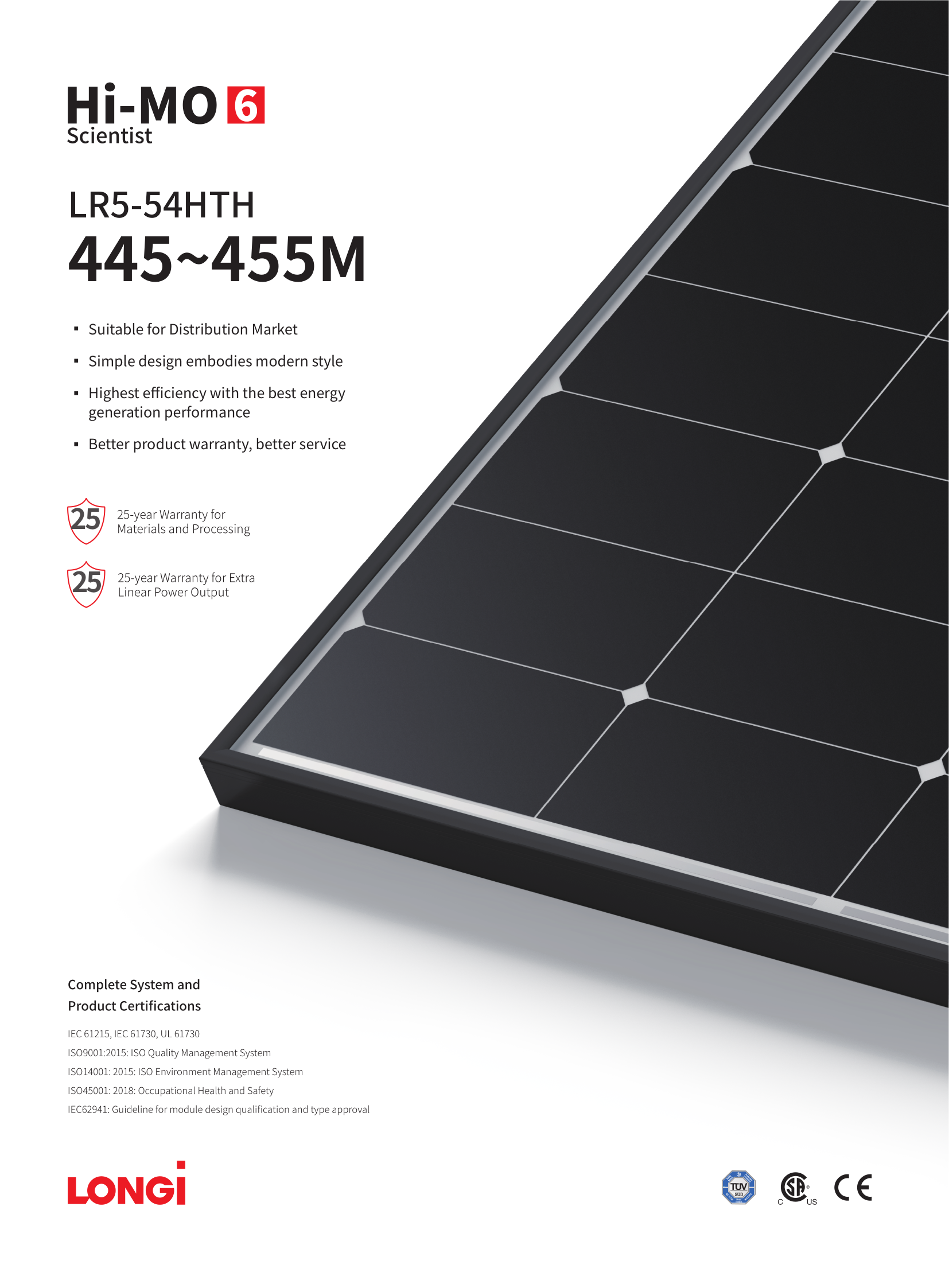 Tecnologia HPBC Modulo pannello solare 450W Produzione telaio nero