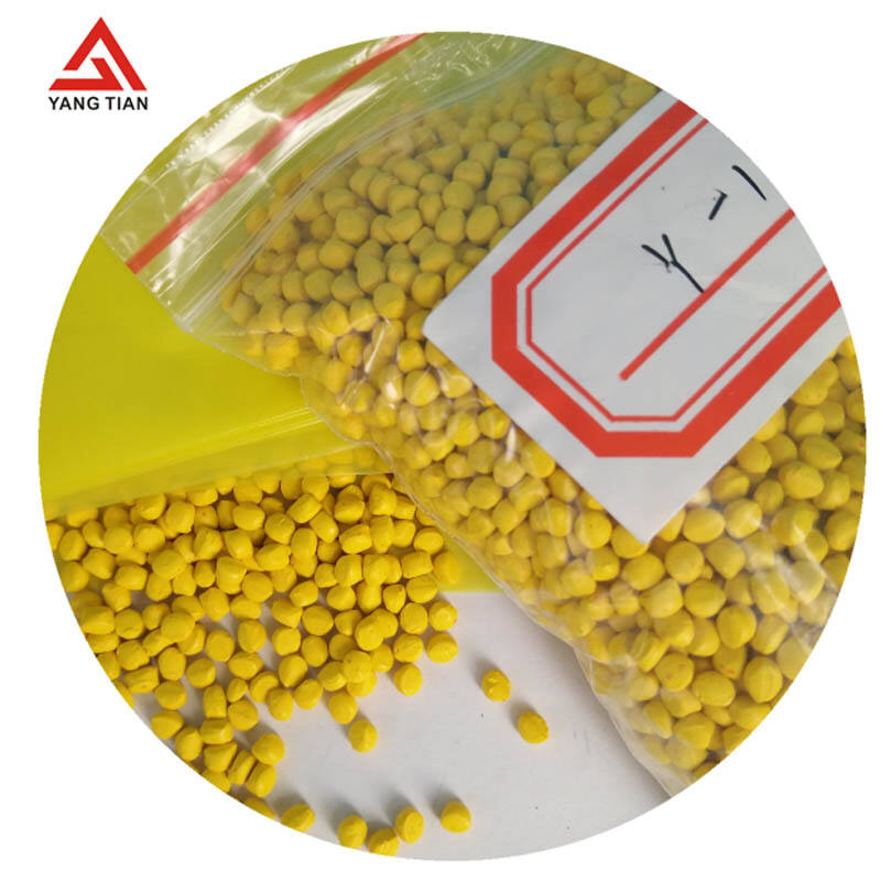 Përmbajtja e pigmentit ngjyrues plastik Masterbatch me ngjyrë të verdhë PP squfuri 18% për tubin e filmit të qeseve