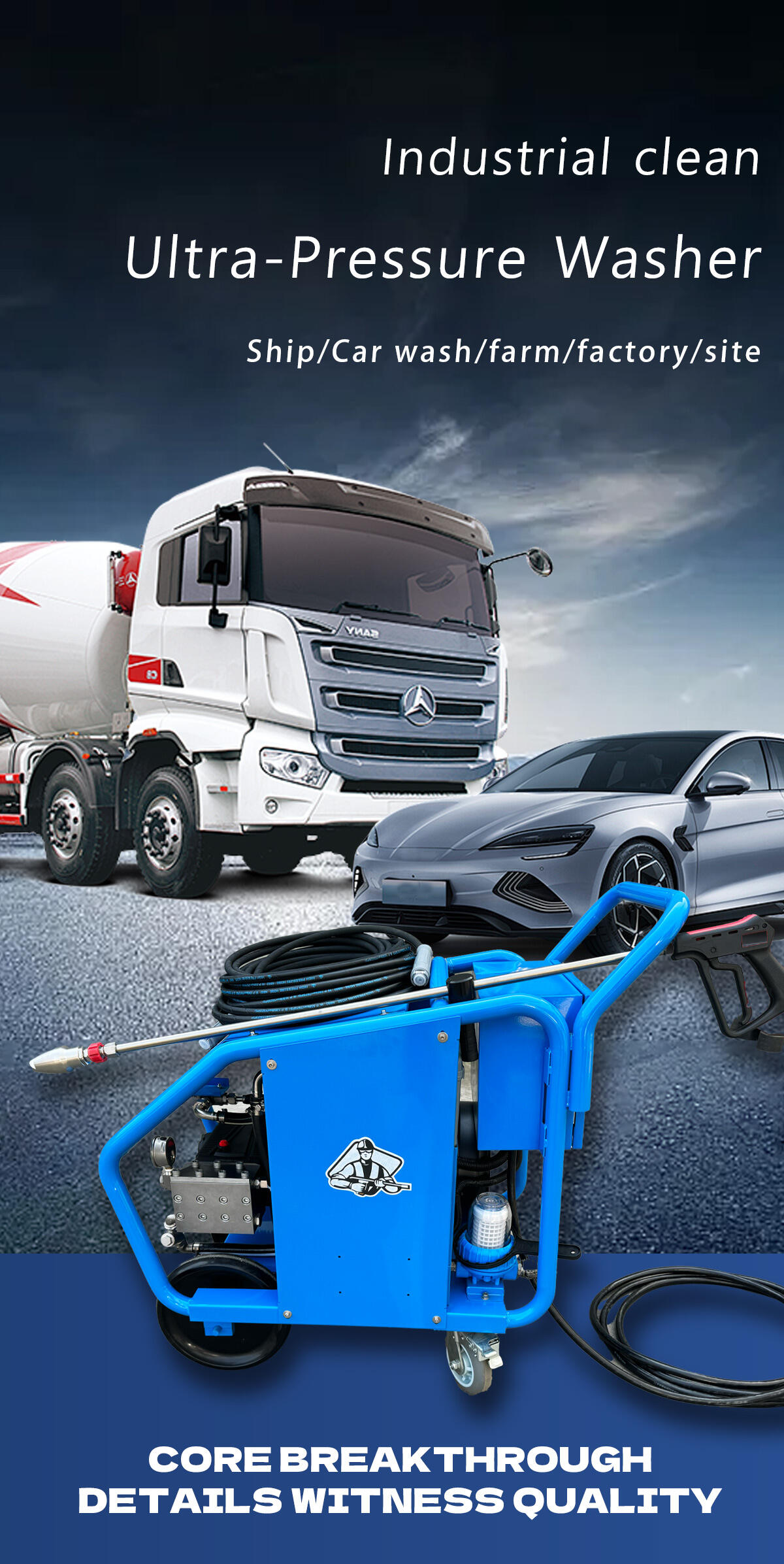 18KW 7250Psi 500Bar 18Lpm 440V/60HZ Hot Selling Rate Cleaning Machine Heavy-Duty  Ship Deck Electric Pressure Washer factory
