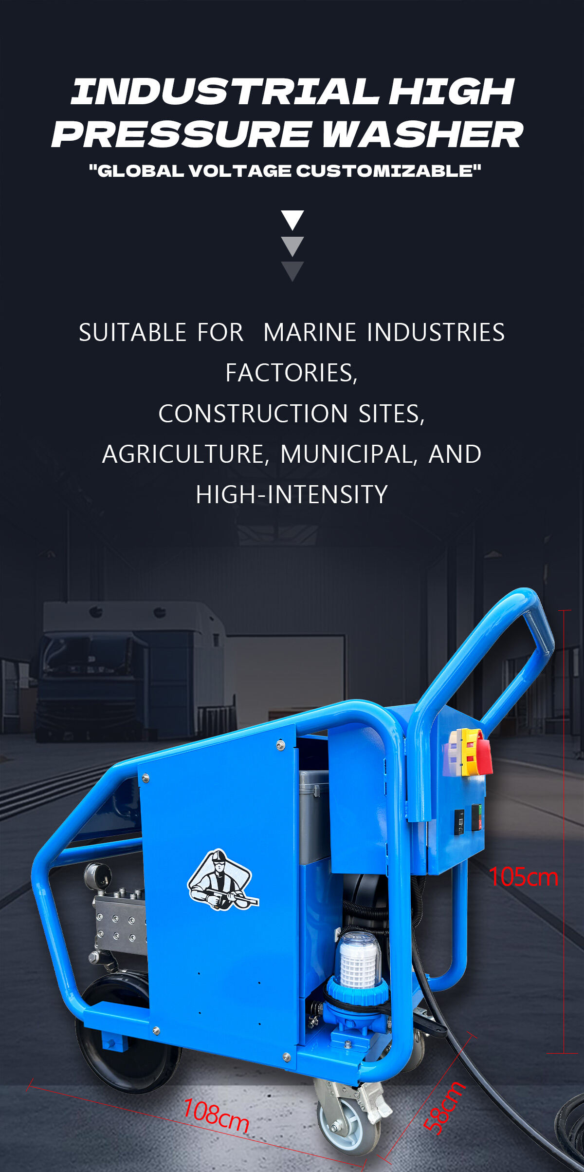 18KW 7250Psi 500Bar 18Lpm 440V/60HZ Hot Selling Rate Cleaning Machine Heavy-Duty  Ship Deck Electric Pressure Washer supplier