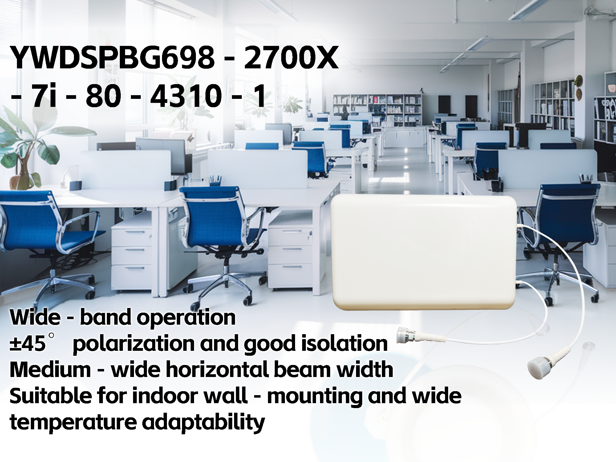 Dual-Polarized MIMO Indoor Wide-Band Panel Antenna Lightning-Protected 50Ω Impedance for Cellular Applications 698-2700MHz factory