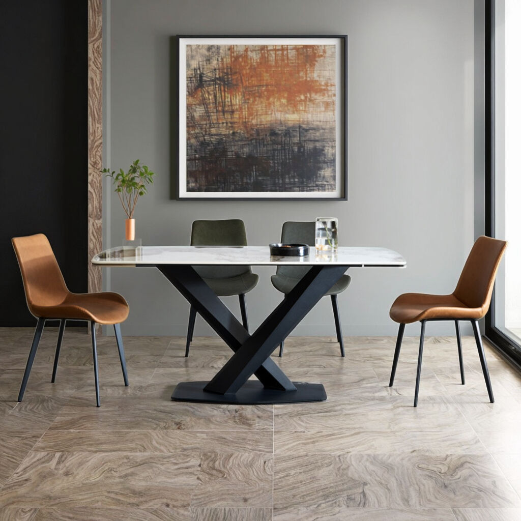 YDSTONE Modern Luxury Granite Dining Table Set Waterproof Outdoor Dining Room Living Room Bedroom Furniture with Metal Legs factory