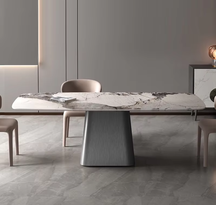 YDSTON EItalian Polished Granite Rectangular Dining Table and Chair Set, Modern Luxurious Home Furniture supplier