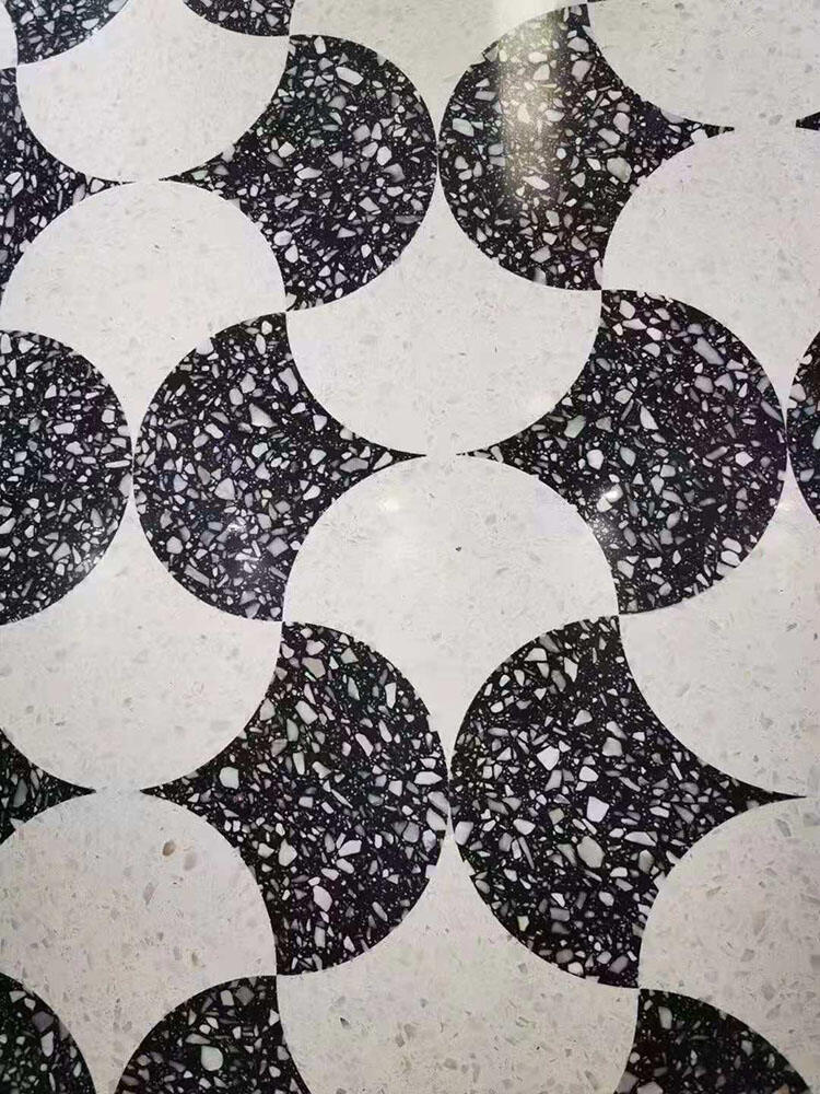 Polished Prefabricated Black Epoxy Ceramic Terrazzo Tiles Artificial Stone Terrazzo Flooring manufacture