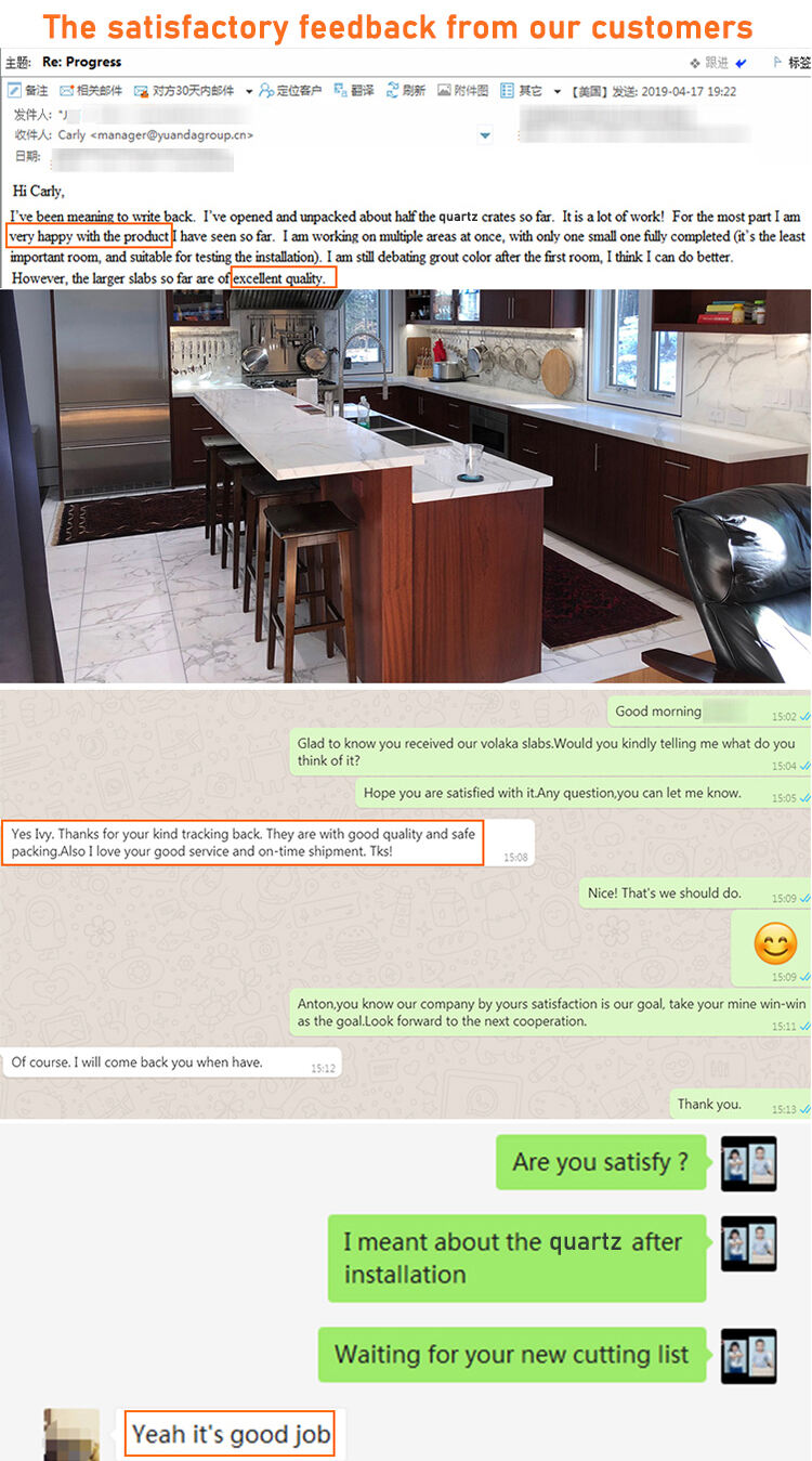 YDSTONE Wholesale 0% Silica Quartz Engineered Stone 20mm 30mm Artificial Quartz Stone for Kitchen Countertop details