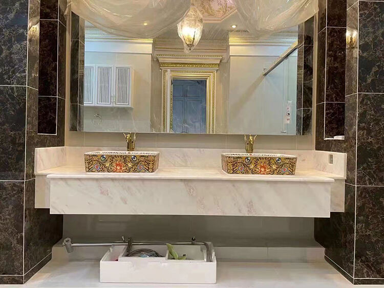 Dining Table Counter Stone Kitchen Countertop White Calacatta Marble for Bathroom Vanity Top details