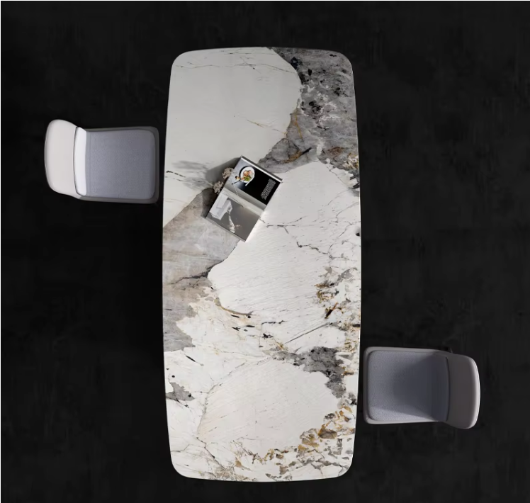 YDSTON EItalian Polished Granite Rectangular Dining Table and Chair Set, Modern Luxurious Home Furniture manufacture