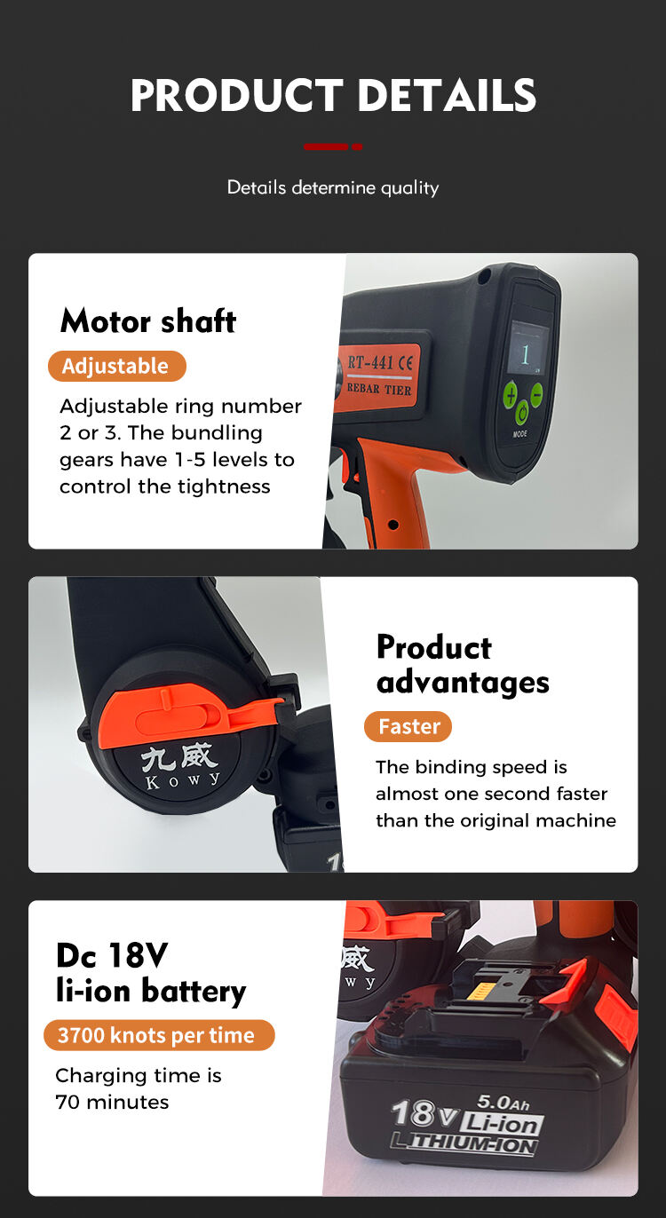 Kowy RT-650 Twin Wire Rebar Tier Gun Rebar Tying Machine Wire Binding Tool Portable Construction Tool manufacture