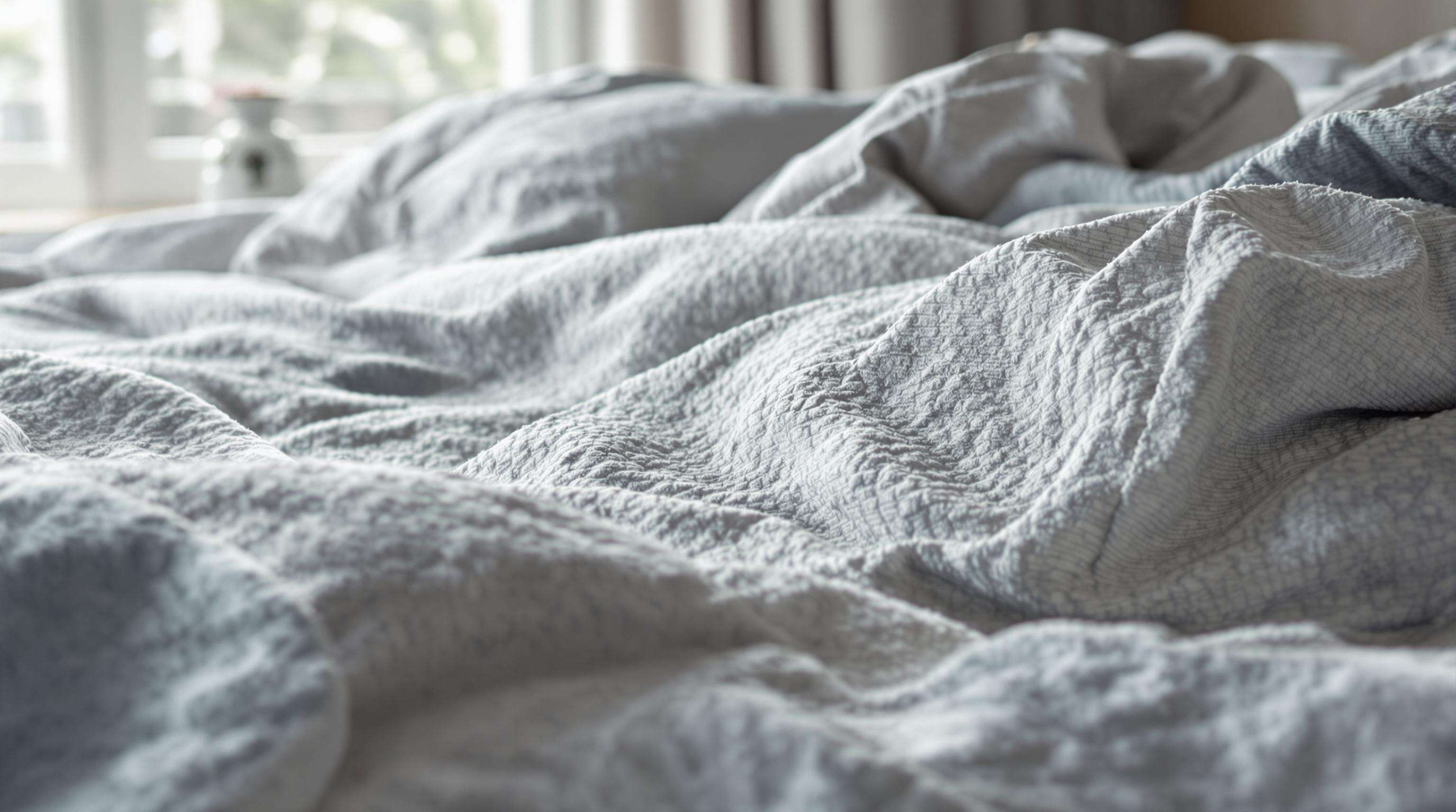 Close-up of hypoallergenic sheets repelling dust mites and allergens under soft morning light
