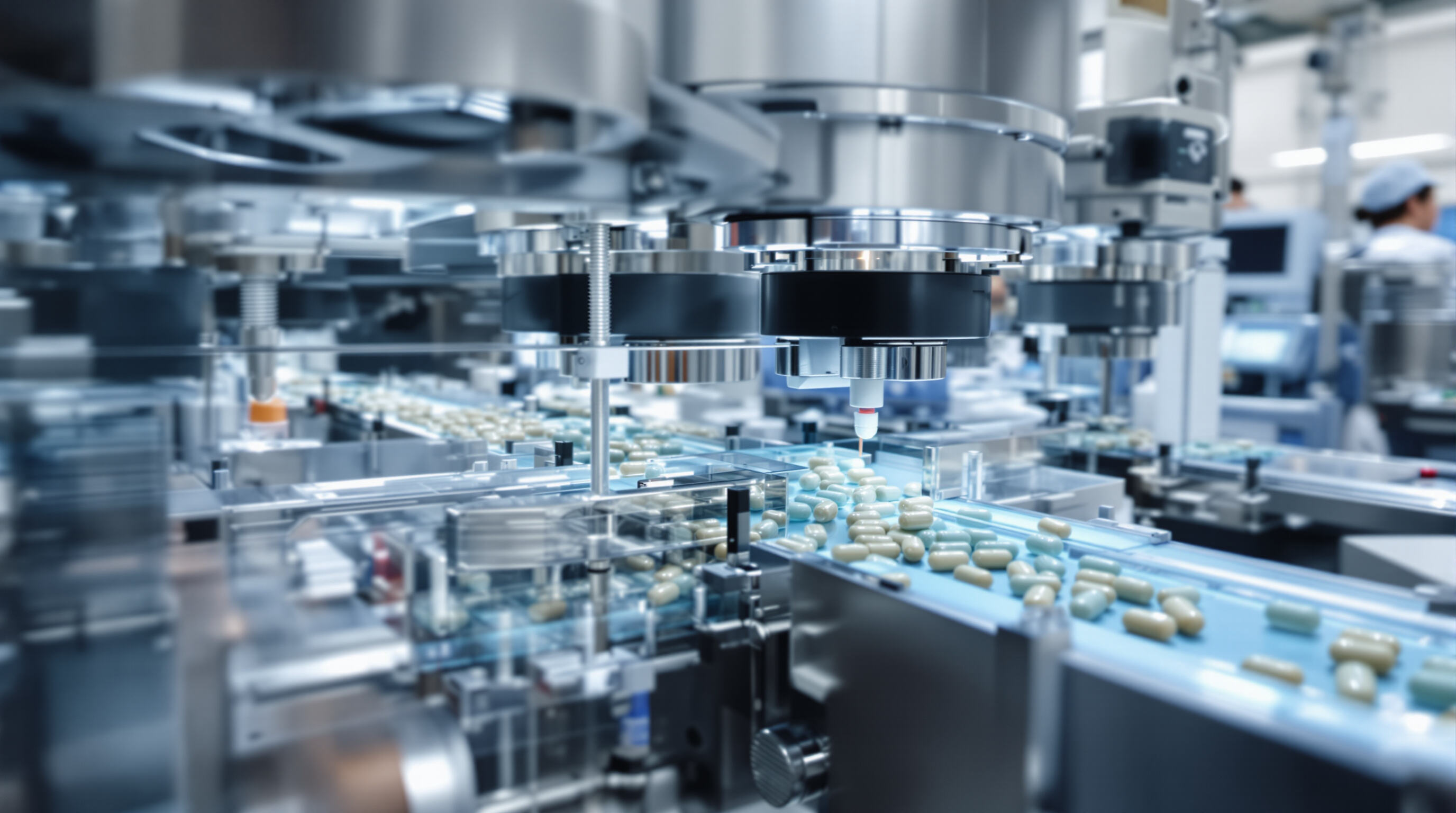 Modern automated capsule counting machine accurately counting capsules in a pharmaceutical laboratory