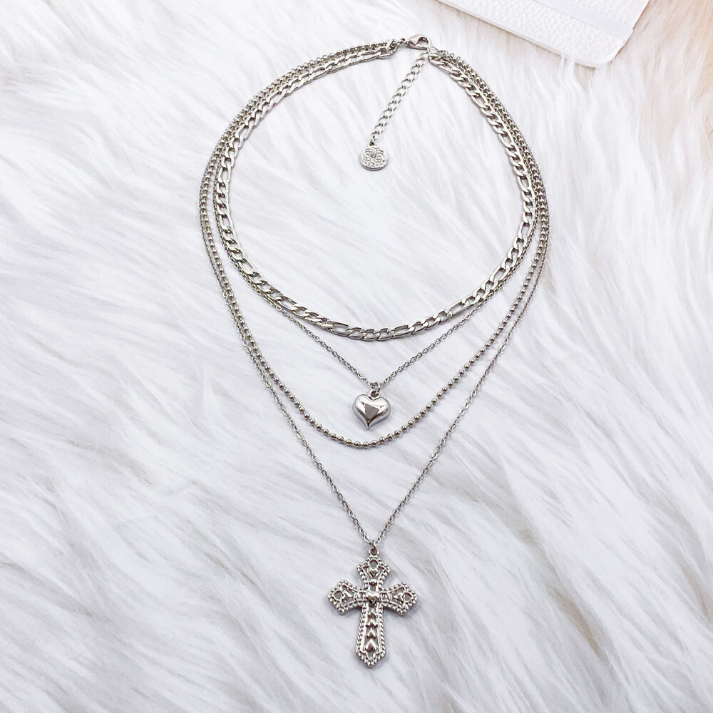 product bulk jewelry bohemian boho chain choker heart vintage multi layered pendant necklaces-2