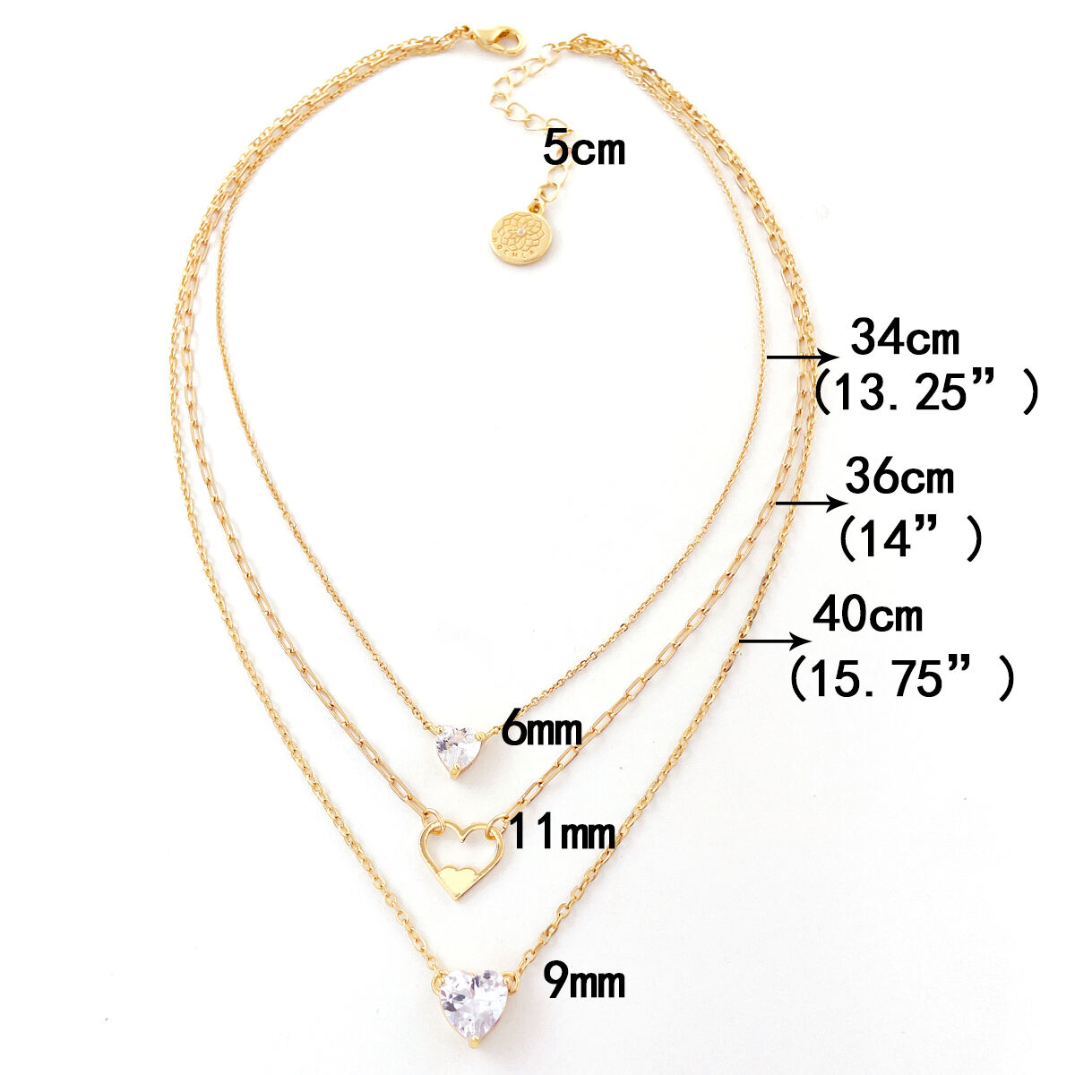 product hot sales custom gold plated diamond necklace for women multi layer link chain zircon heart classic style zinc alloy jewelry-1