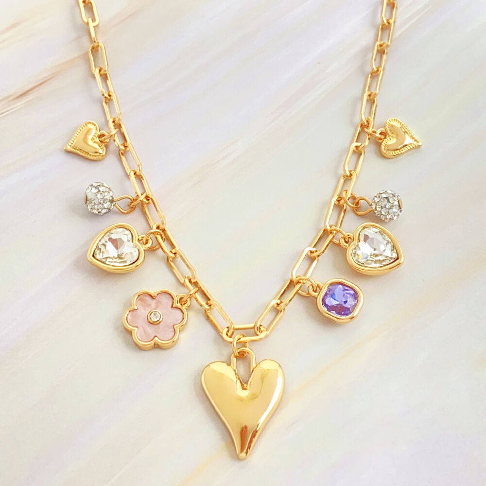 product wholesale fashion pendant simple style hot sale korean  jewelry heart rhinestone necklace for women-3