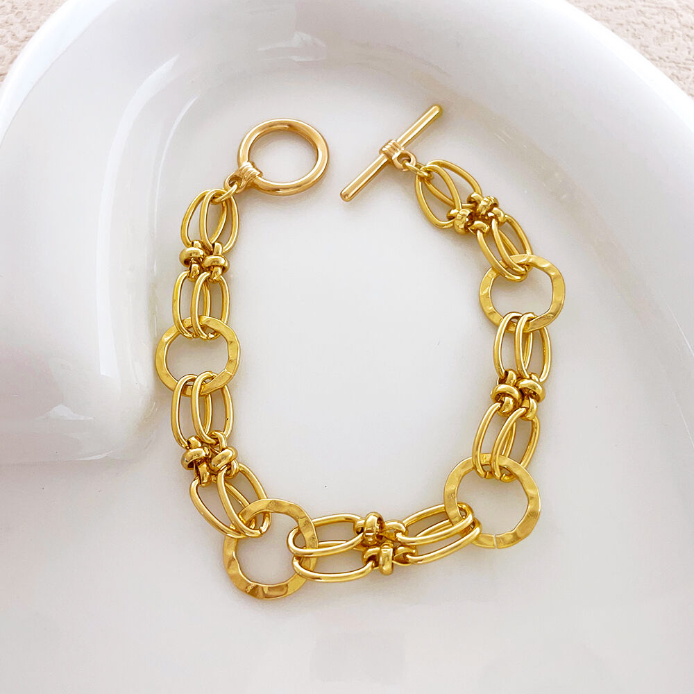 product simple design 18k gold plated womens bracelet fashion link chain charm bangles fashionable charm bracelets trending jewelry-2