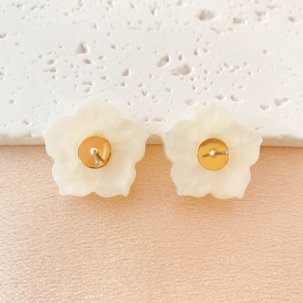 product 2025 fashion gold plated resin moissanite earrings simple style drop earrings for women hot sale floral pattern jewelry-5