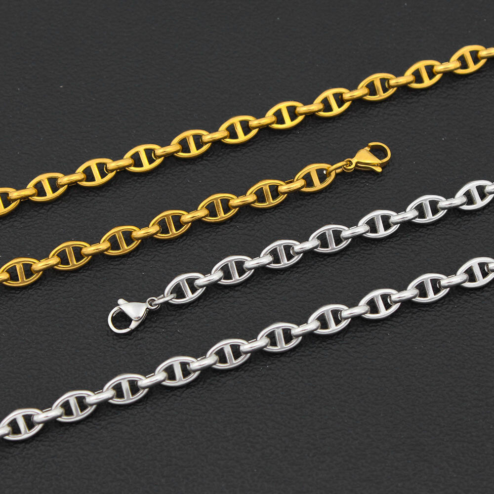 product 18k gold versatile light luxury style fashion chain link bracelets and stainless steel jewelry necklace suit-7