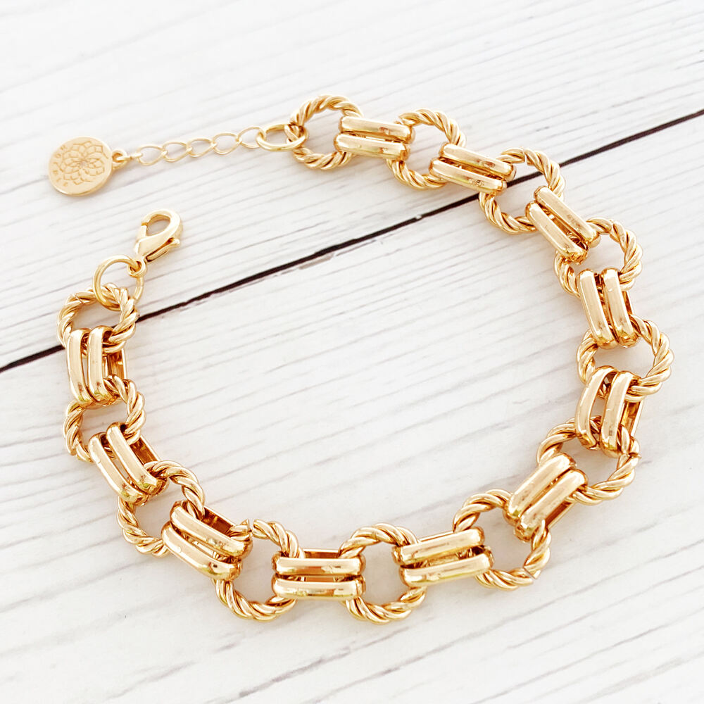 custom hot sale gold plated alloy link fashion jewelry gift accessory chain bracelets  bangles for women-2