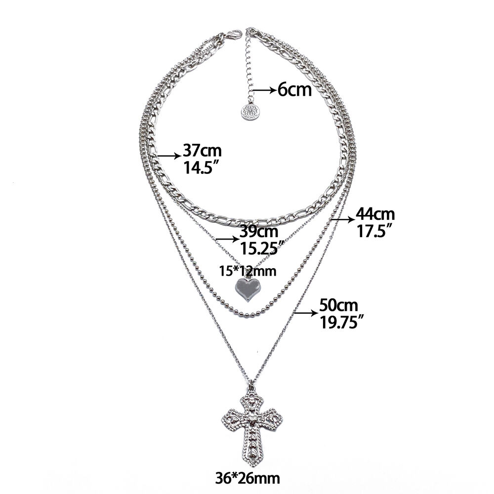 product bulk jewelry bohemian boho chain choker heart vintage multi layered pendant necklaces-1