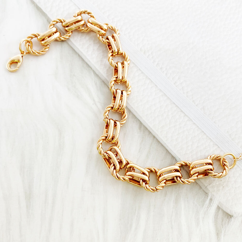 custom hot sale gold plated alloy link fashion jewelry gift accessory chain bracelets  bangles for women-5