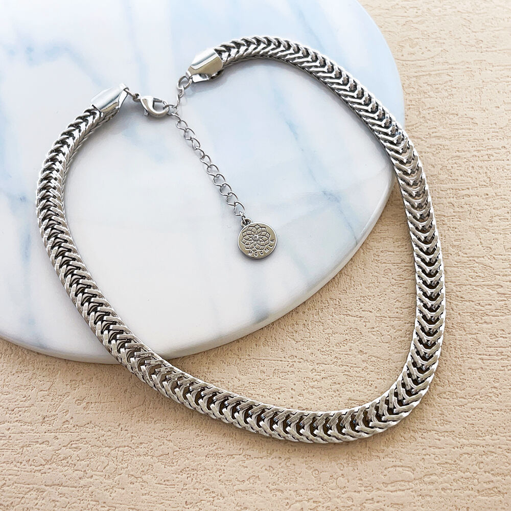 product 2025 cuban link chain necklace double fishbone fashion design custom simple personality style for wholesale collarbone link-5