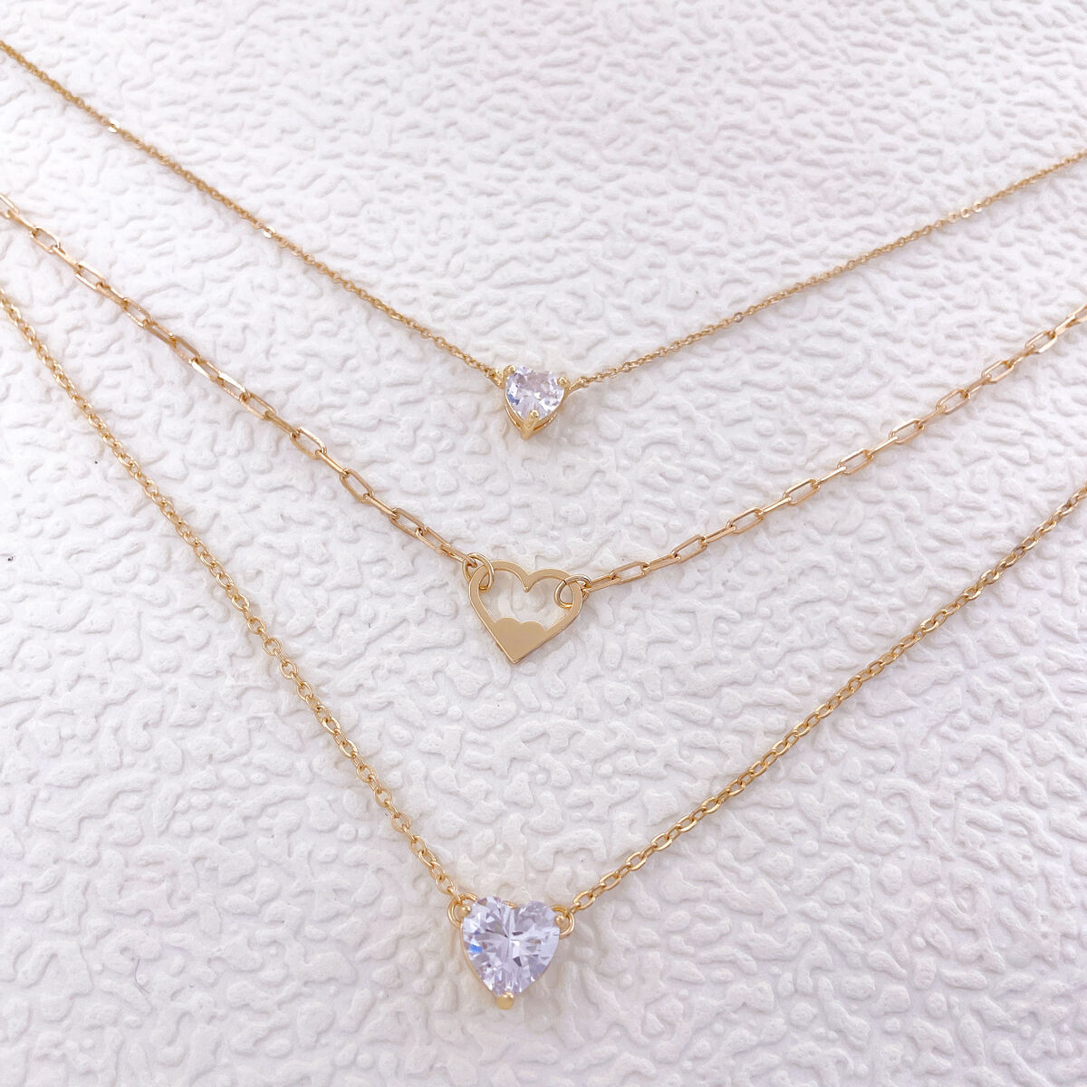 product hot sales custom gold plated diamond necklace for women multi layer link chain zircon heart classic style zinc alloy jewelry-2